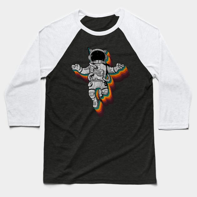 astronaut retro vintage rainbow space moon suit Baseball T-Shirt by A Comic Wizard